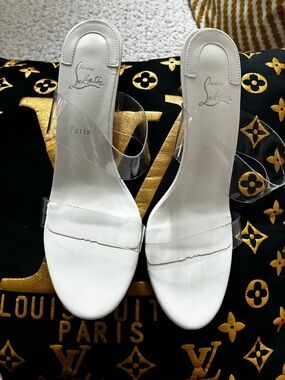 White Clear Vinyl Slide Sandals